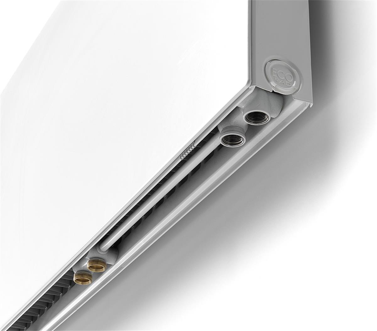 Henrad Everest Plan ECO 22 HxL=900x1000 (11/25) 2096W EN442 75/65/20 wit RAL9016 , aansluiting: rechts / midden